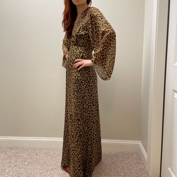 Wrap Effect Leopard Print Silk Chiffon Maxi Dress from Michelle Mason - Picture 8 of 11